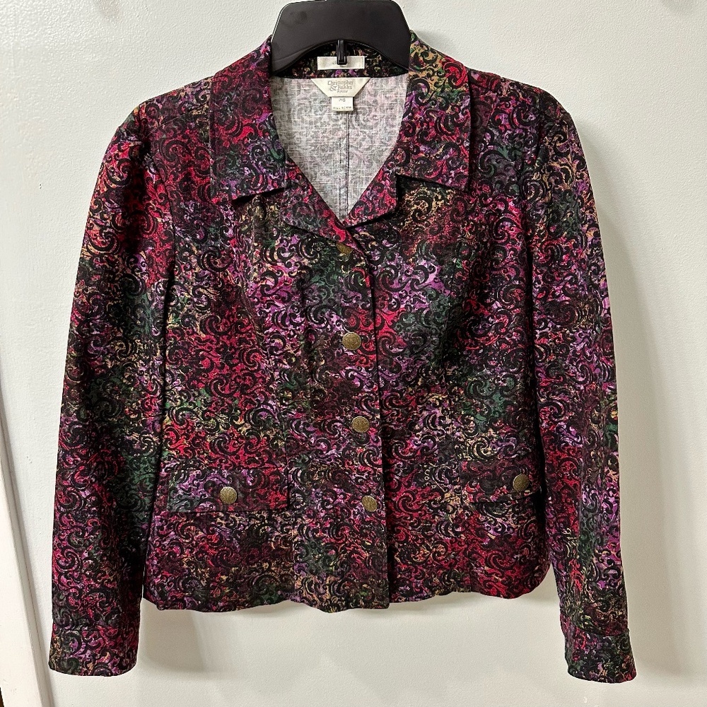 Christopher & Banks Stretch Denim Style Crop Jacket Sz. Small EUC Pit-Pit 18.5"